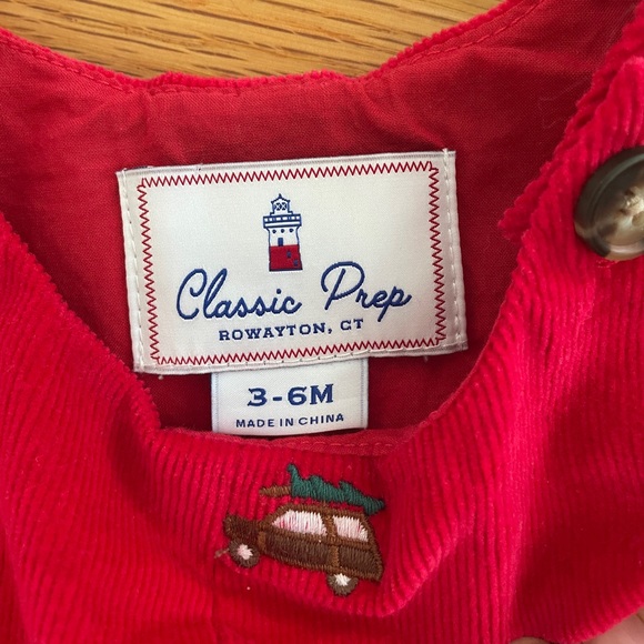 Classic Prep 3-6M Baby Corduroy Christmas Overalls - Picture 2 of 2